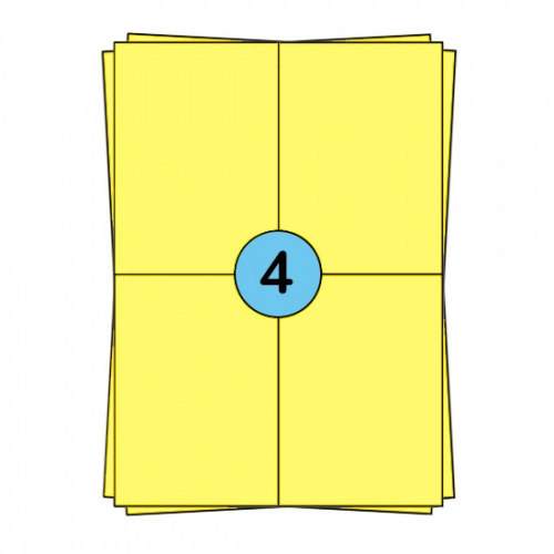 A4 etikečių lapai 104 × 148 mm, geltona, 400 etikečių