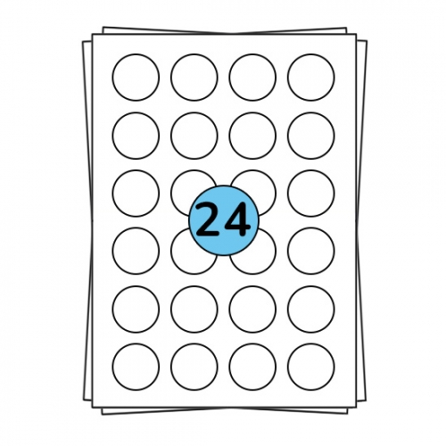 A4 etikečių lapai Ø 40 mm, 2 400 etikečių