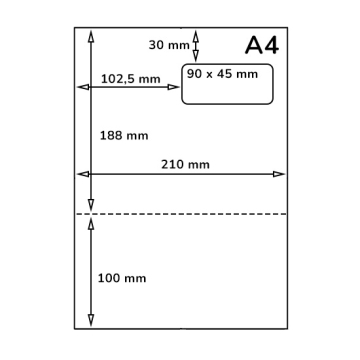 Pakavimo / grąžinimo lapas su adreso etikete 90 × 45 mm