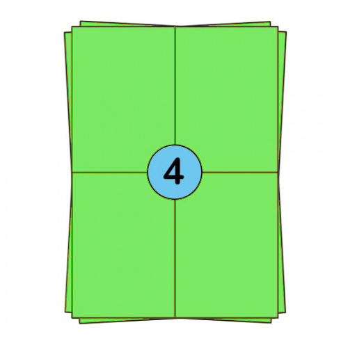 A4 etikečių lapai 104 × 148 mm, žalia, 400 etikečių