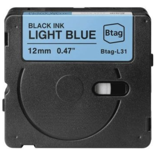 Brother Btag-L31 suderinama etikečių juosta juoda ant šviesiai mėlynos 12mm
