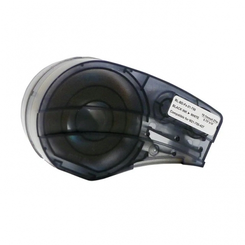 Su Brady M21-750-427 suderinamos etikečių juostos, juoda spauda baltame fone, 19,1 mm × 4,88 m