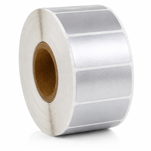Terminės etiketės sidabrinė, 51 × 25 mm, plastikas, 2 580 etikečių, termotransferinis spausdinimas