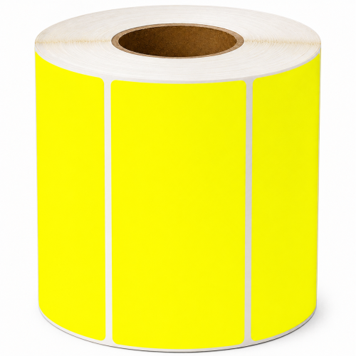 Su Zebra suderinamos etiketės, 100 × 50 mm, 1 000 etikečių, termotransferinis spausdinimas, fluorescencinė geltona
